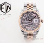 Swiss 3235 Rolex Datejust 36 2-Tone Rose Gold Gray Palm Face with Diamonds